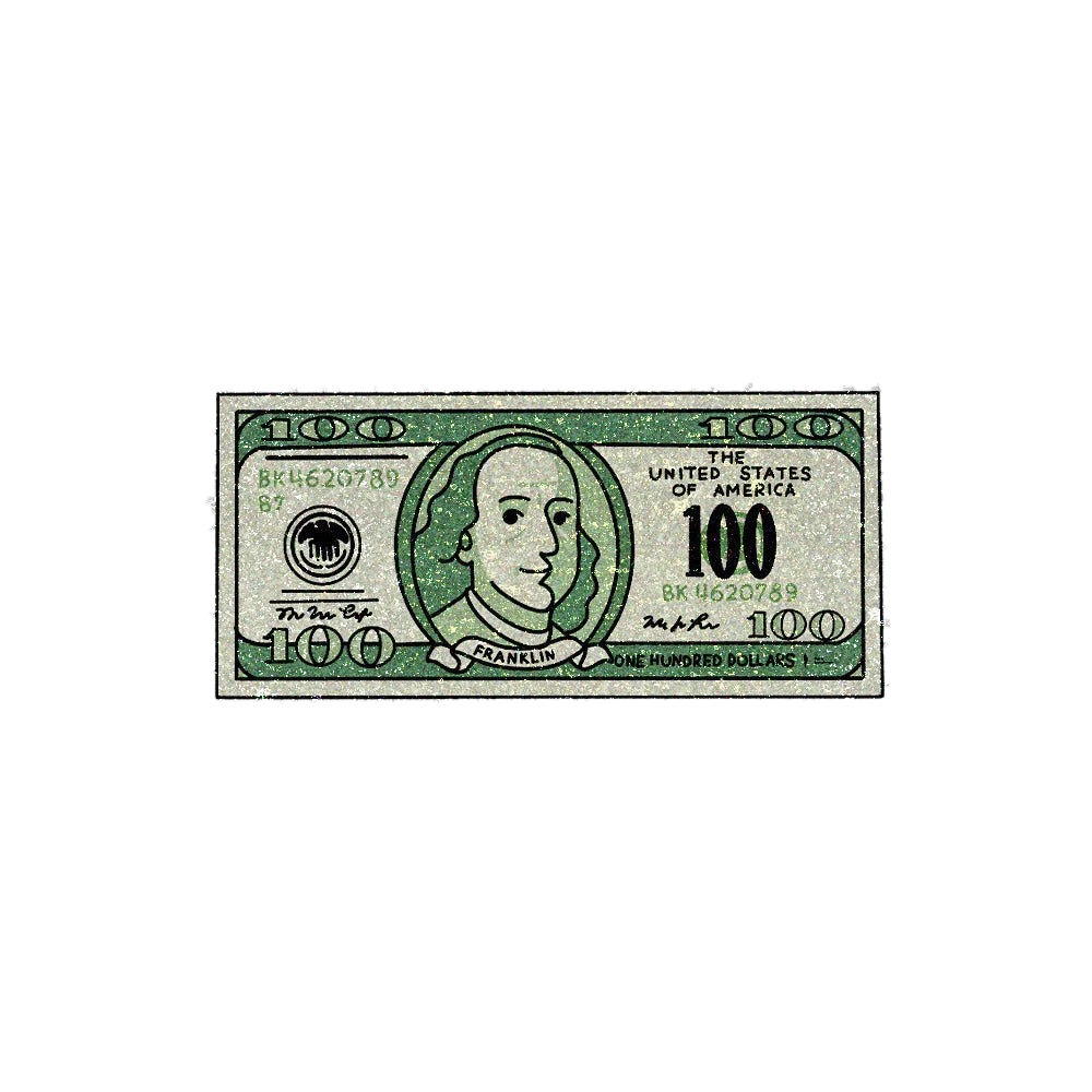 One Hundred dollar Glitter Sticker